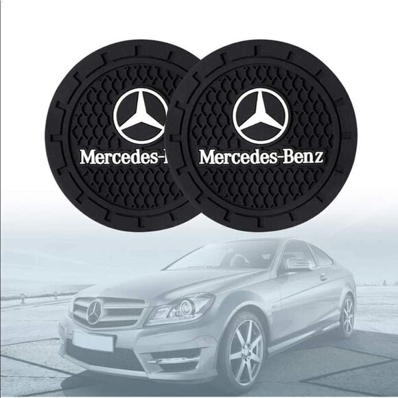 Mercedes Benz cup Coasters in black. Set of 2 NWT - Picture 1 of 10